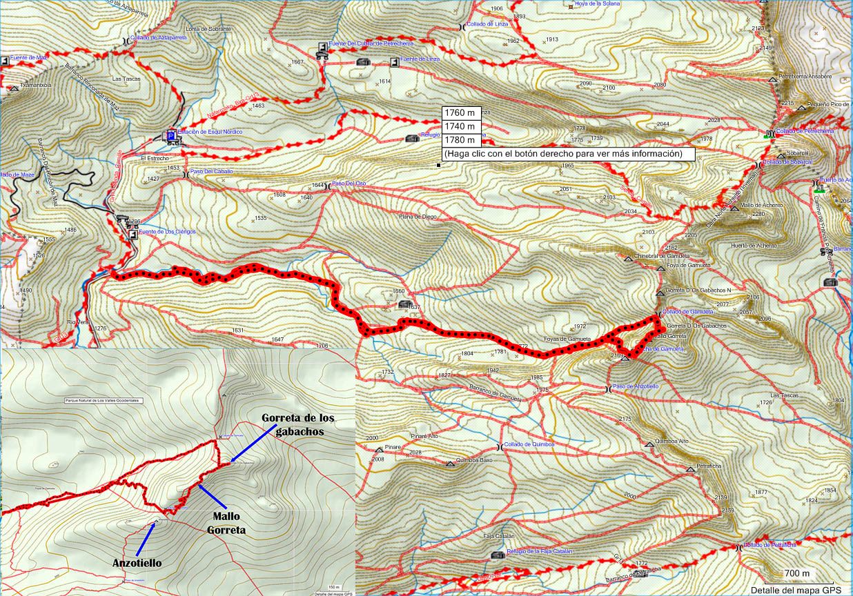 Mapa ascension al Mallo Gorreta