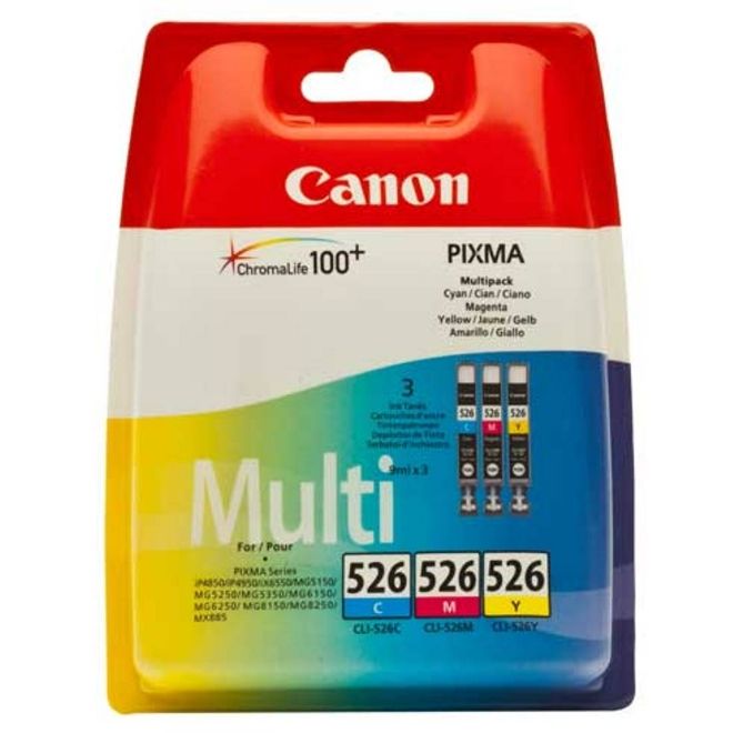 Genuine Canon CLI 526 CMY Ink Cartridge Cyan Magenta Yellow Inkjet