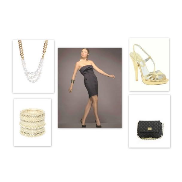 little black dress,ASOS,pearls,wedding attire,black tie event,quilted purse,chain purse,accessories